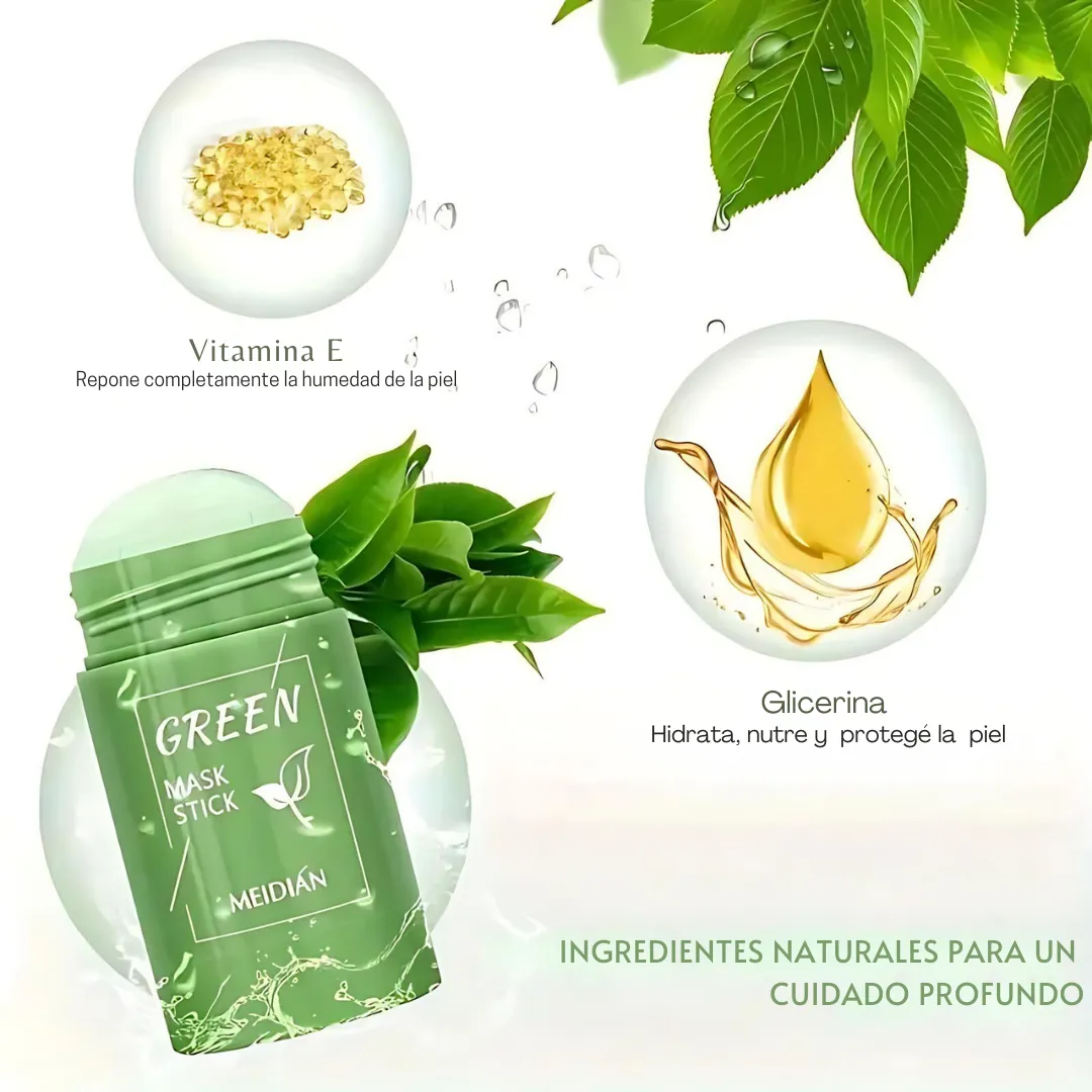 🌿 Green Mask Stick™ Mascarilla Facial de Te Verde💪 Tu aliado contra los puntos negros y la piel grasosa