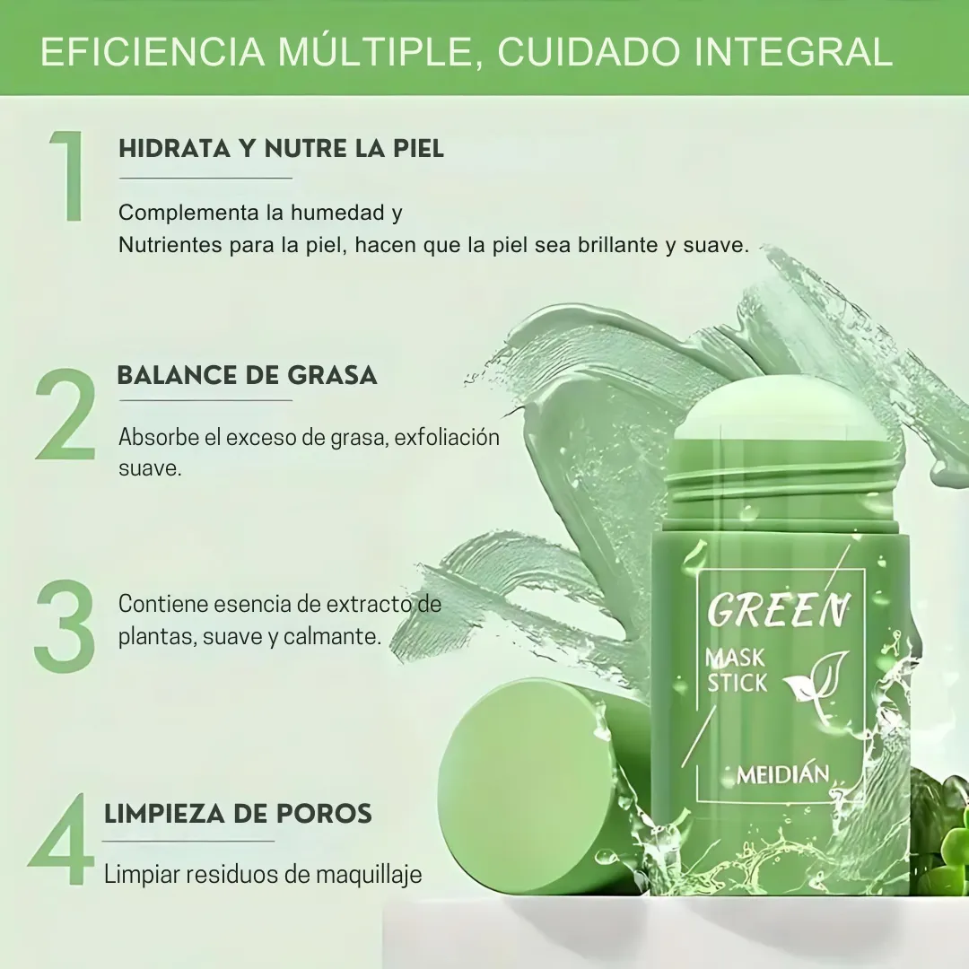 🌿 Green Mask Stick™ Mascarilla Facial de Te Verde💪 Tu aliado contra los puntos negros y la piel grasosa