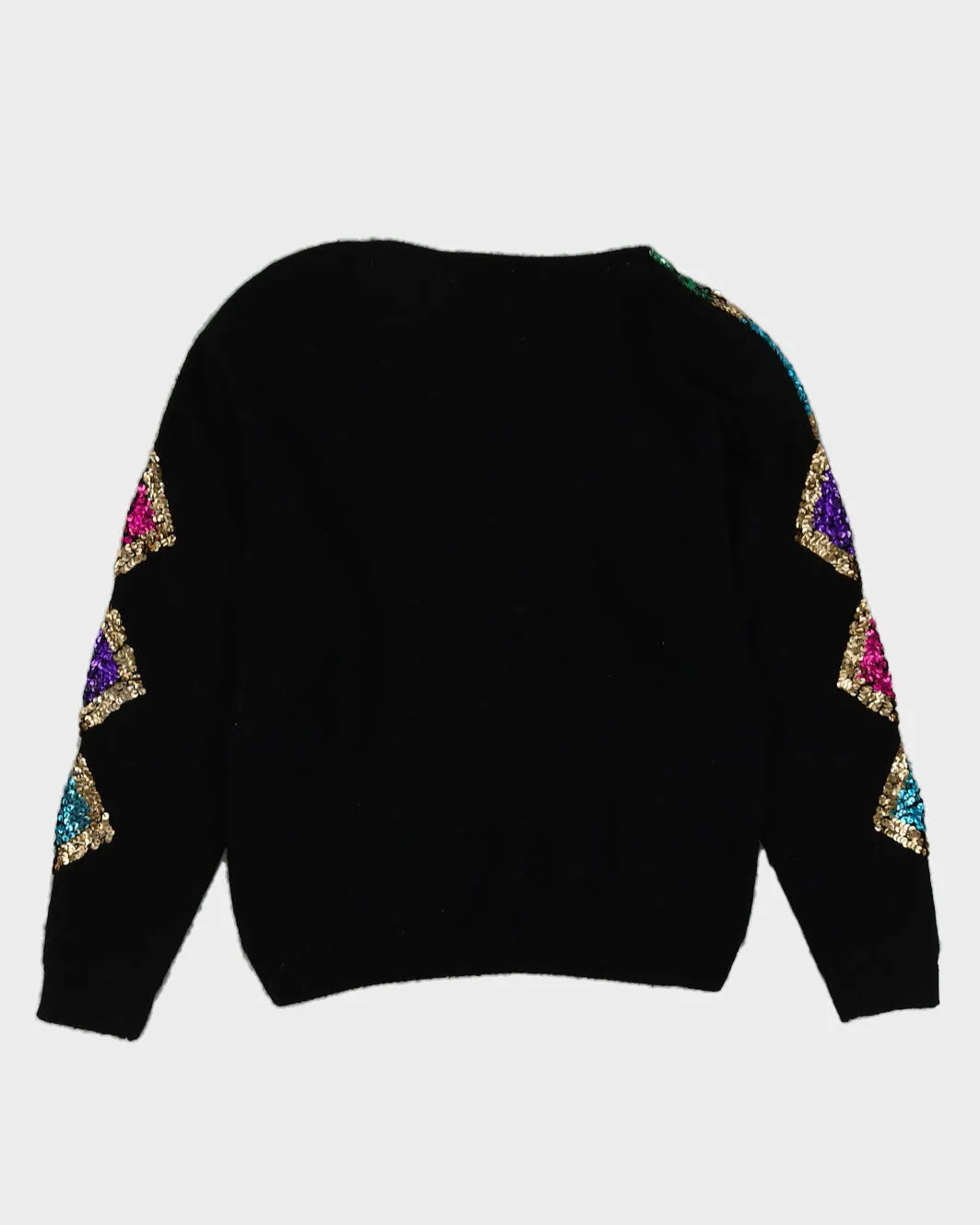 00s Black Sequin Detailed Knitted Jumper - S