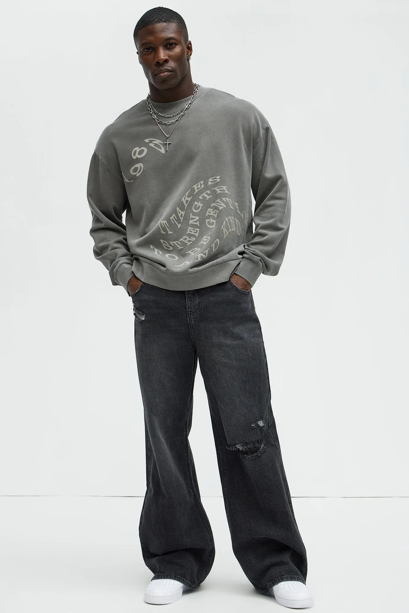 1983 It Takes Strength To Be Gentle Crew Neck Sweatshirt - Charcoal