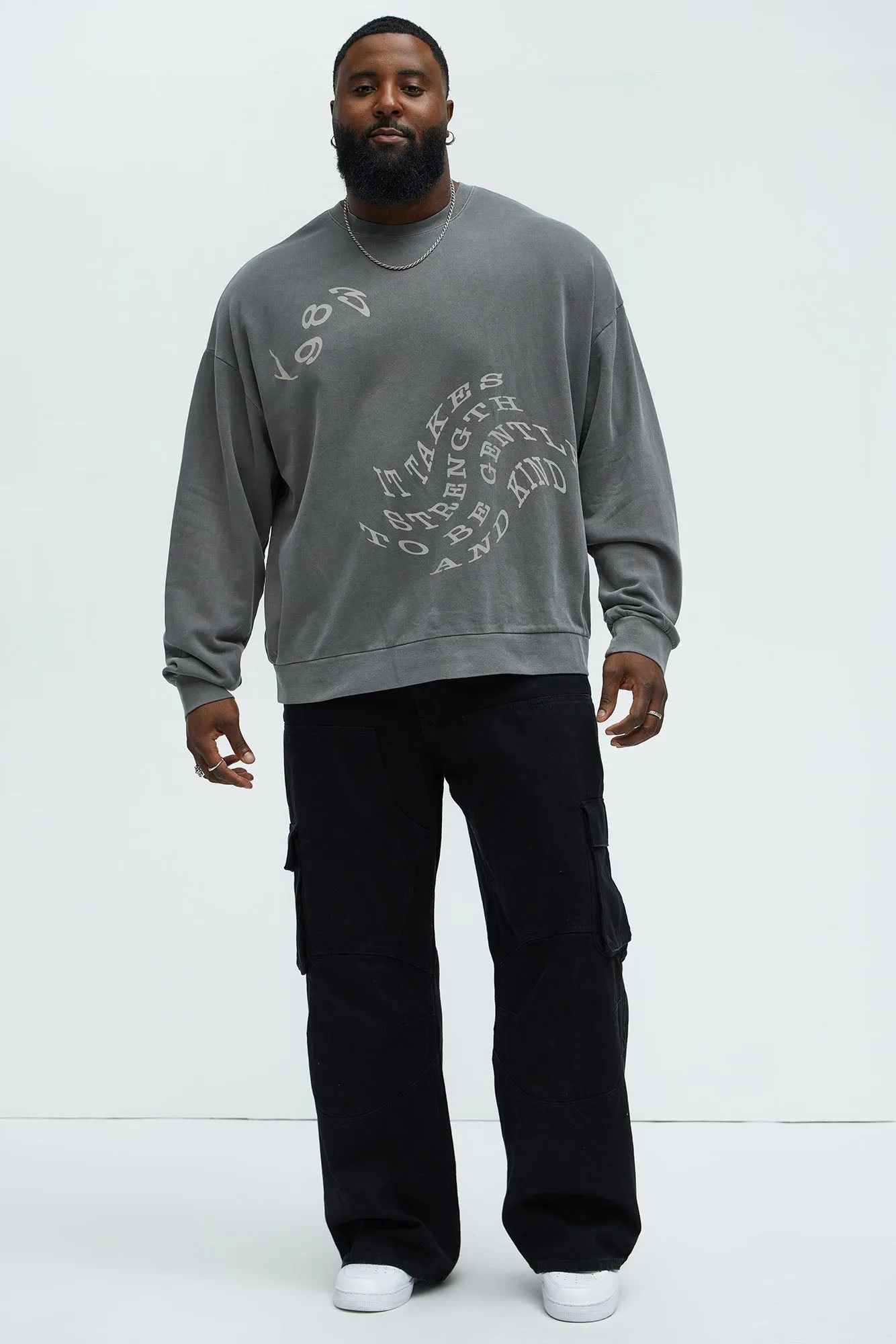 1983 It Takes Strength To Be Gentle Crew Neck Sweatshirt - Charcoal