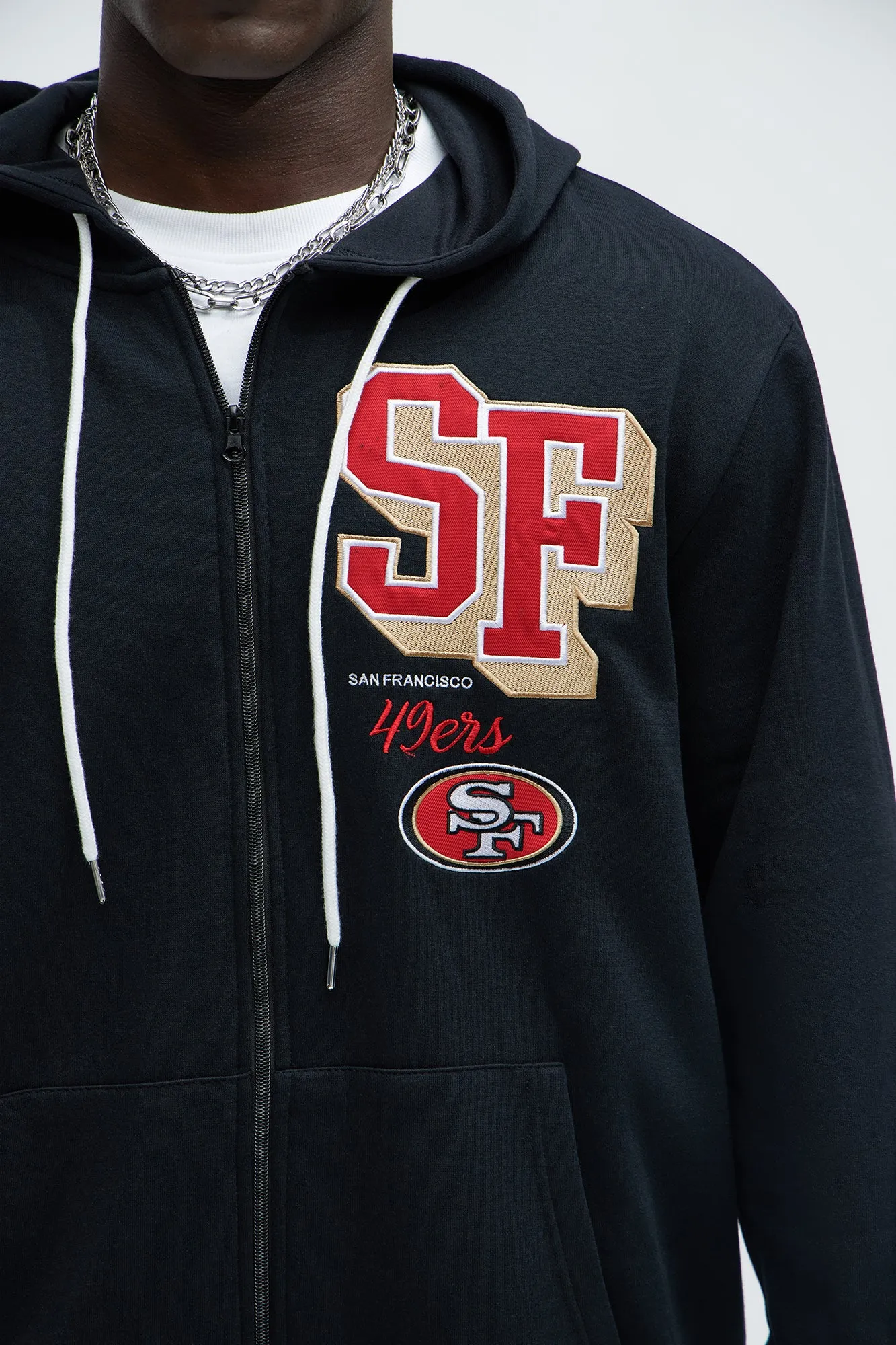 49ers Bold Zipp Hoodie - Black