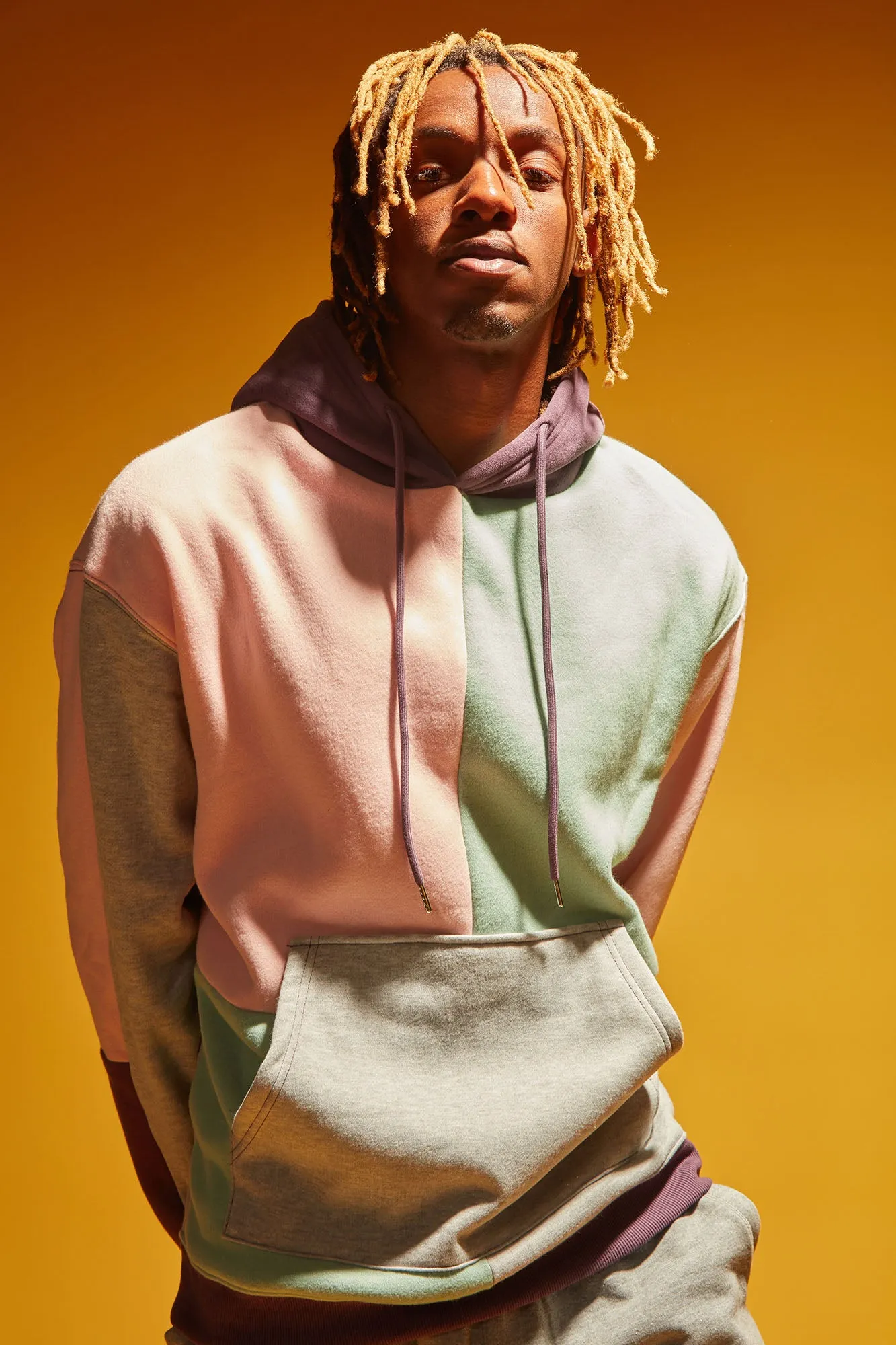 80's Colorblock Hoodie - Pink/Combo