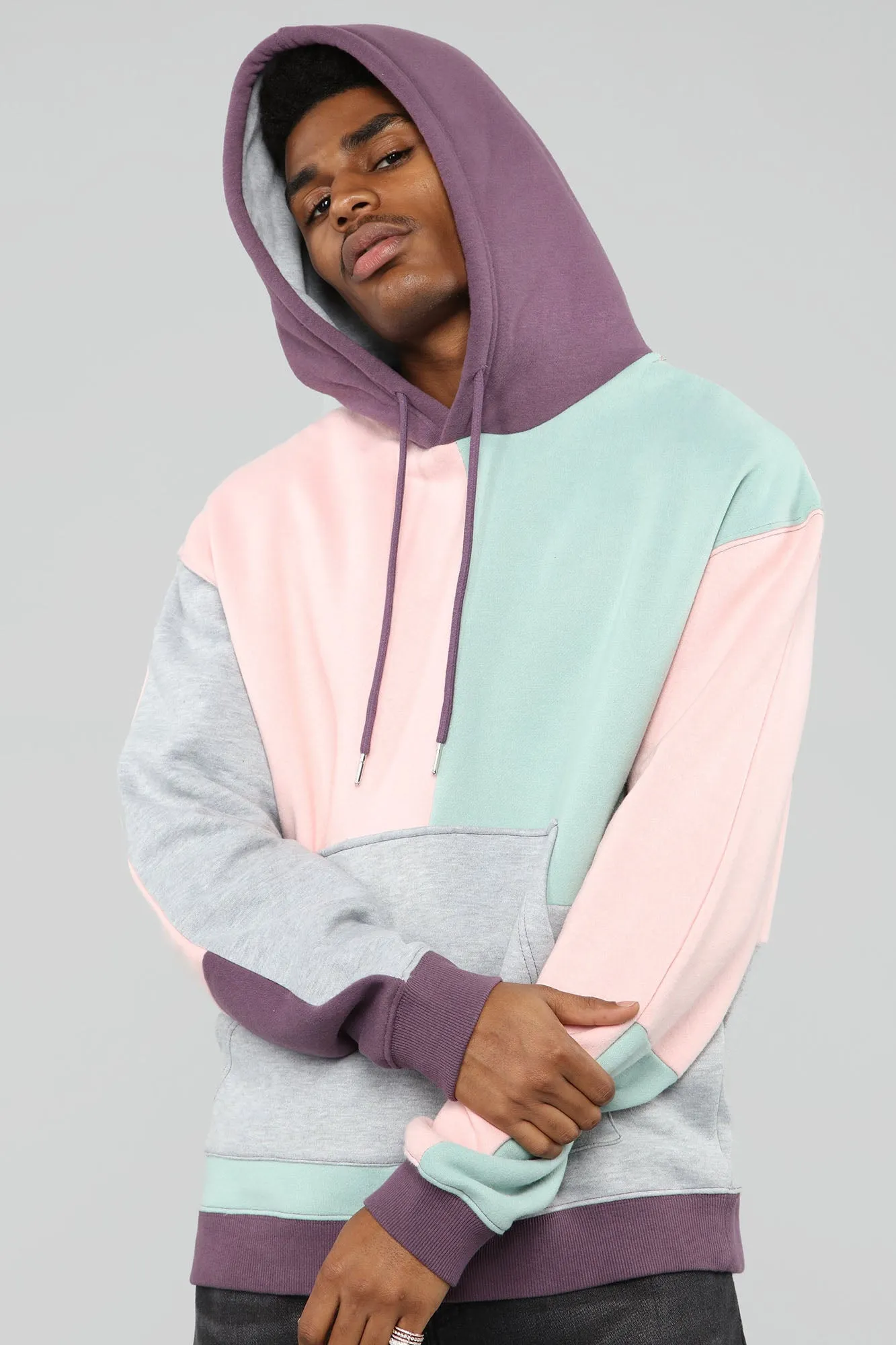 80's Colorblock Hoodie - Pink/Combo