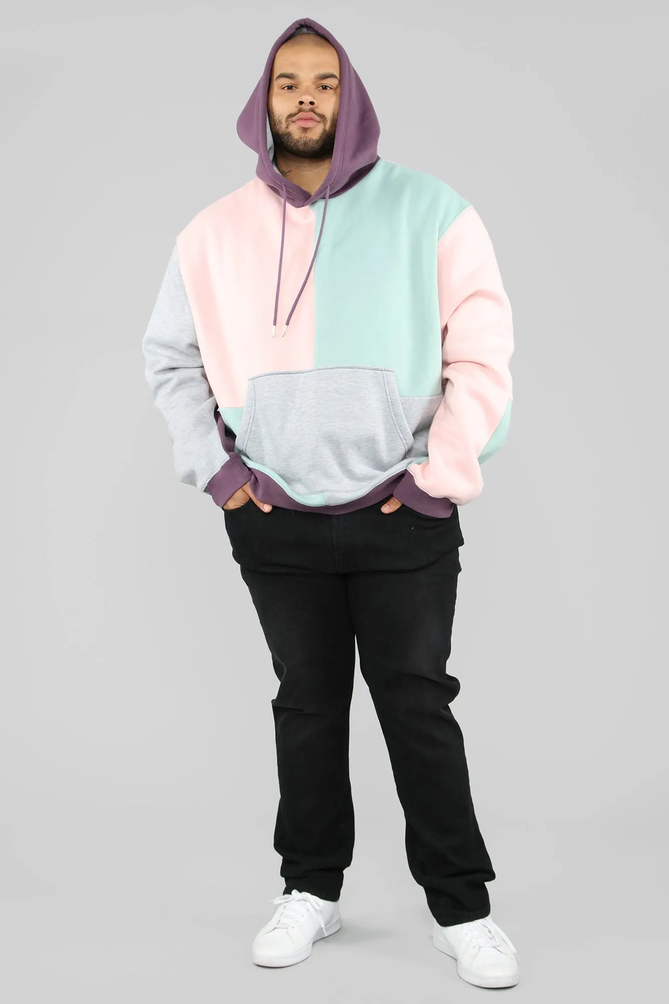 80's Colorblock Hoodie - Pink/Combo