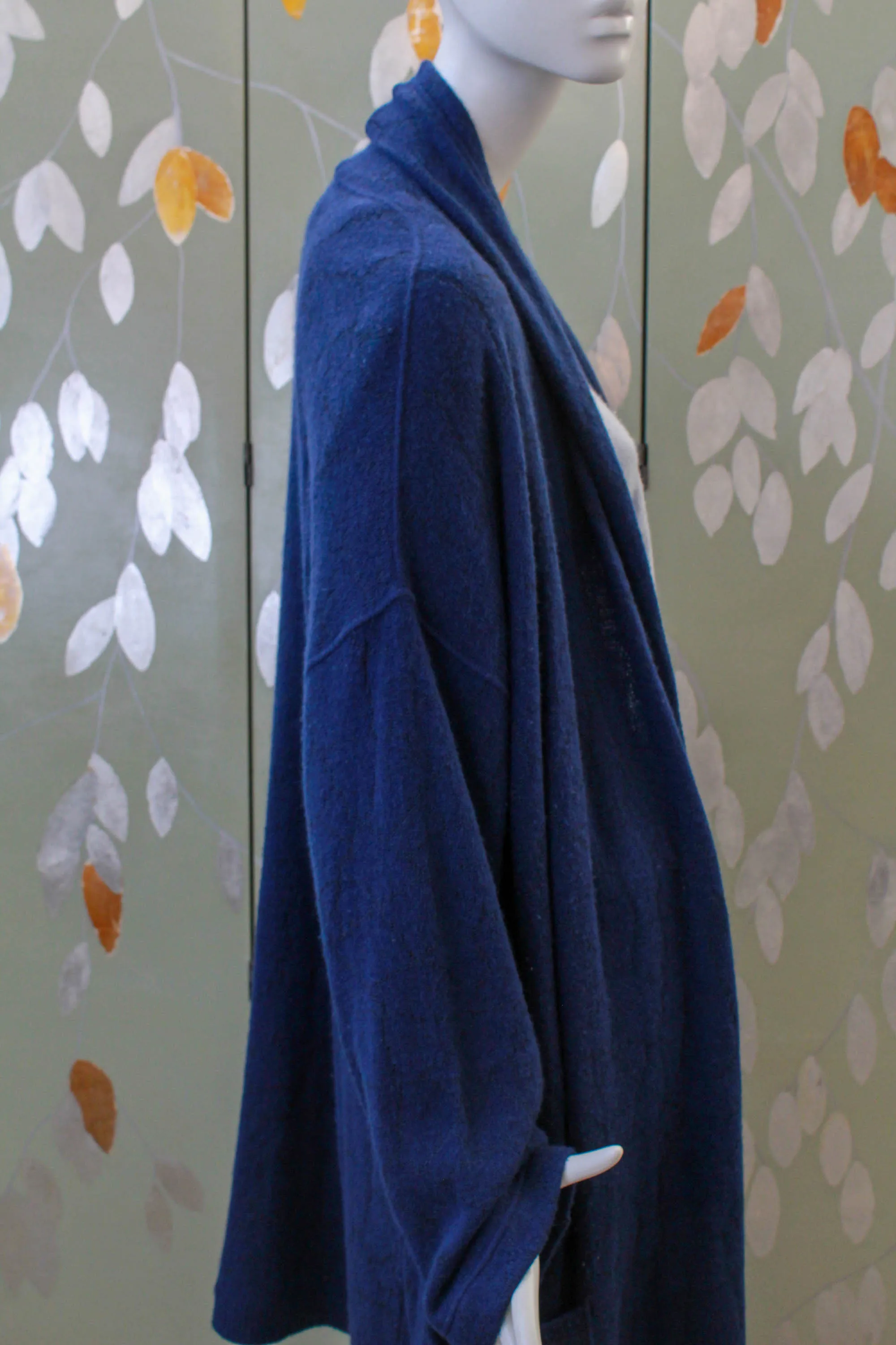 80s Krizia Blue Wool Long Cardigan, Large