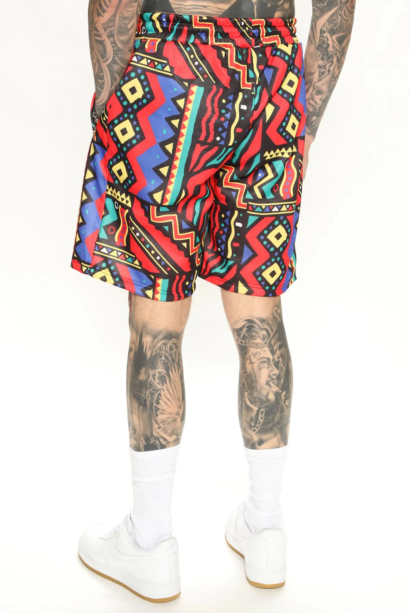 Abstract Zig Zag Shorts - Red