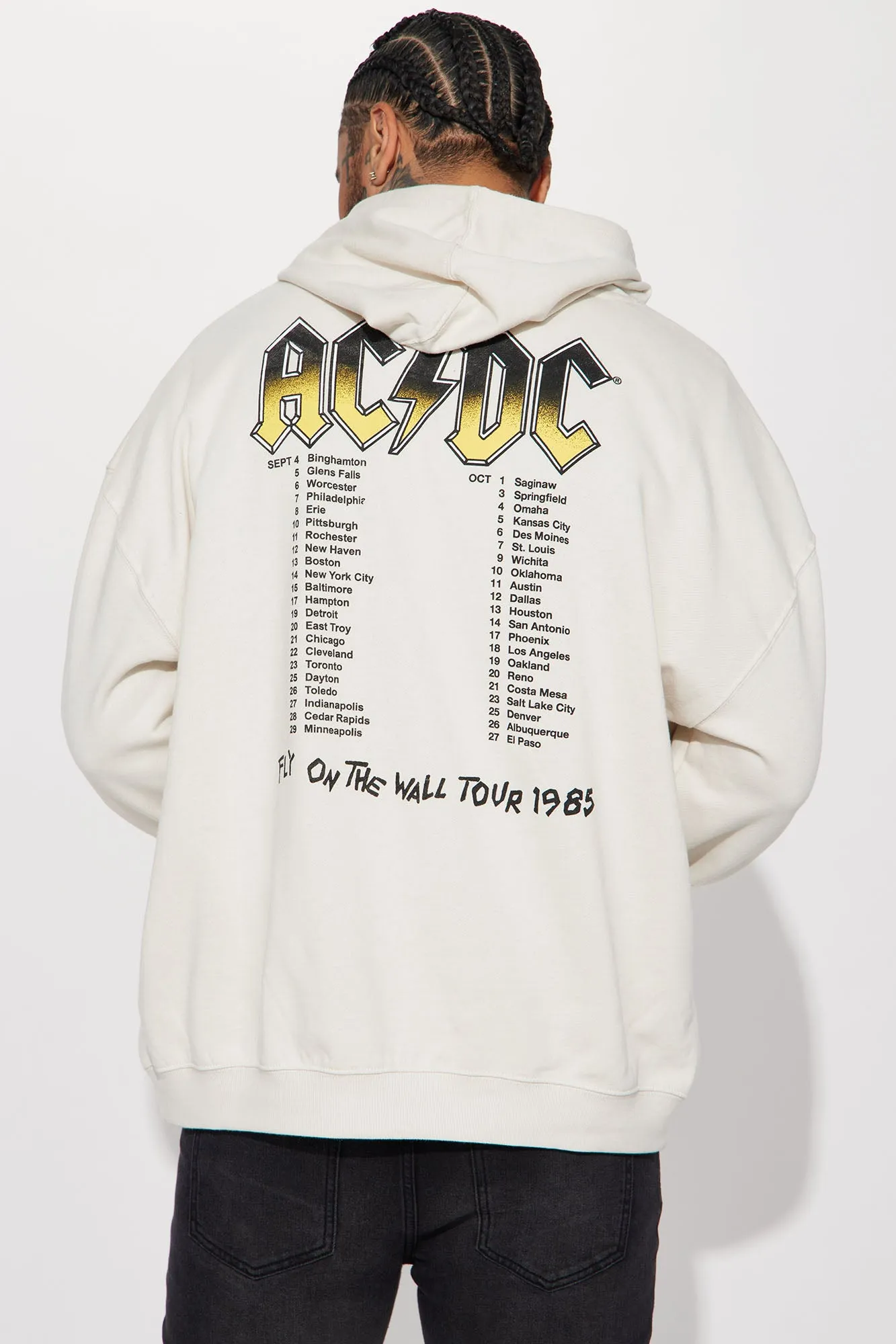 ACDC Fly On The Wall Tour Hoodie - Cream