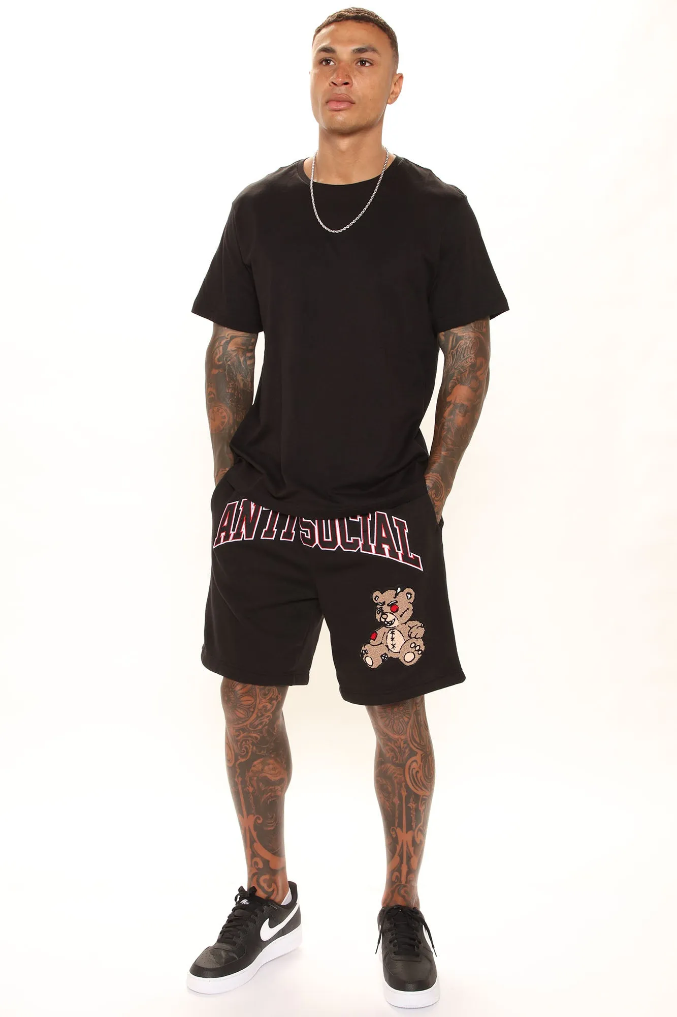 Anti Social Teddy Shorts - Black