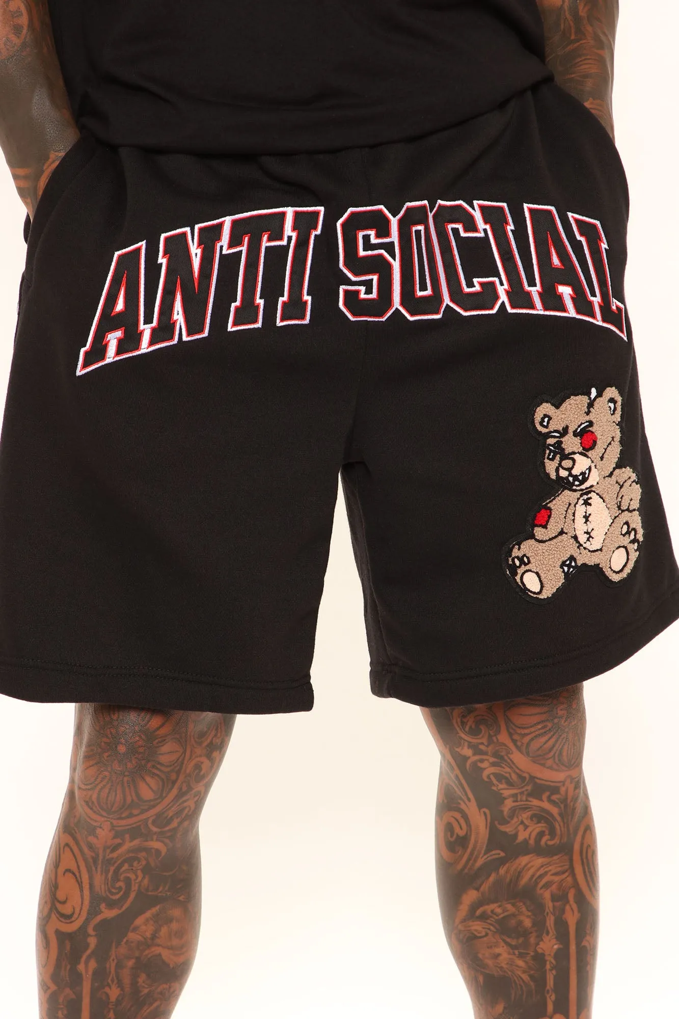 Anti Social Teddy Shorts - Black