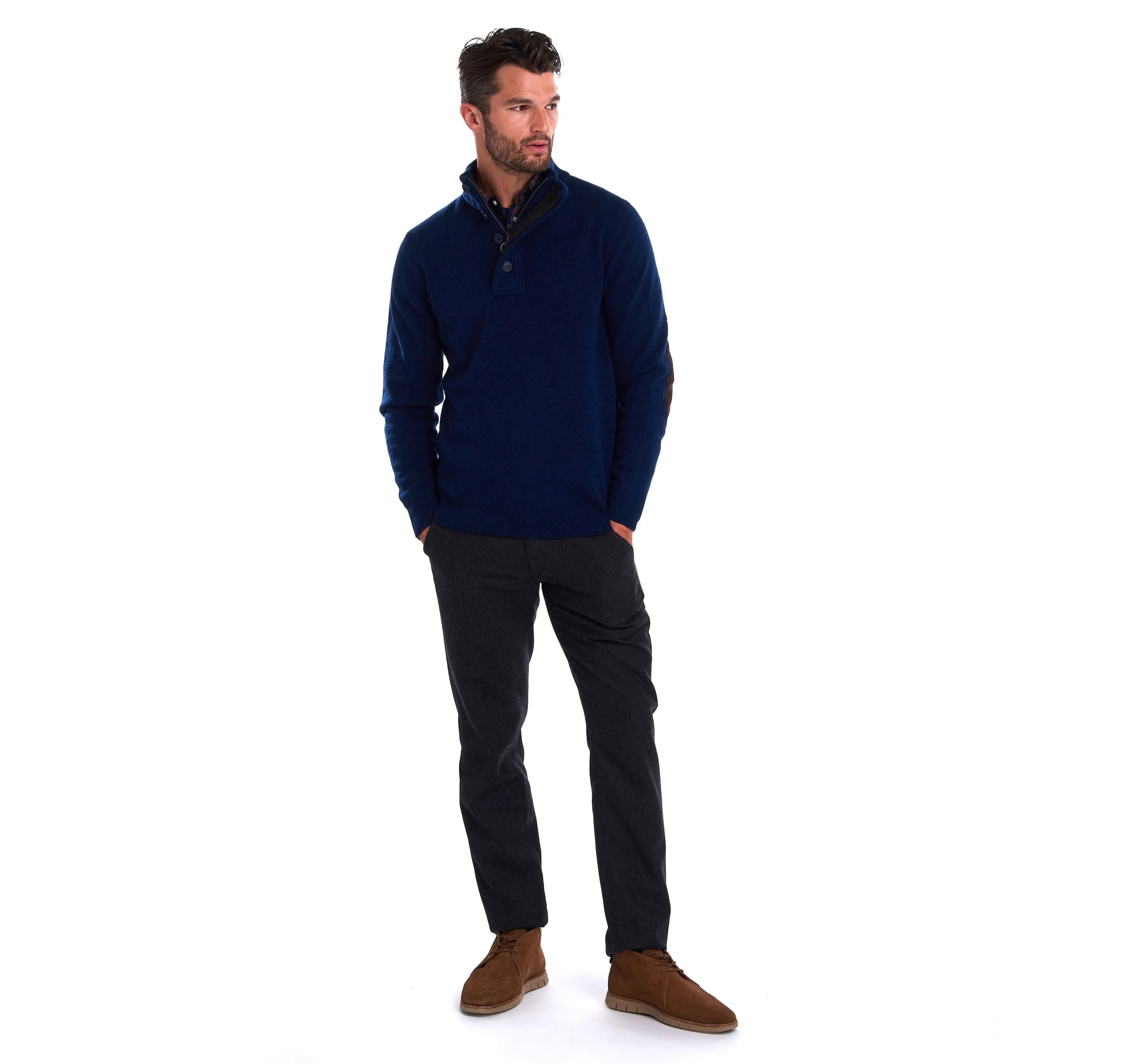 BARBOUR - MAGLIONE MEZZA ZIP CON PATCH BARBOUR