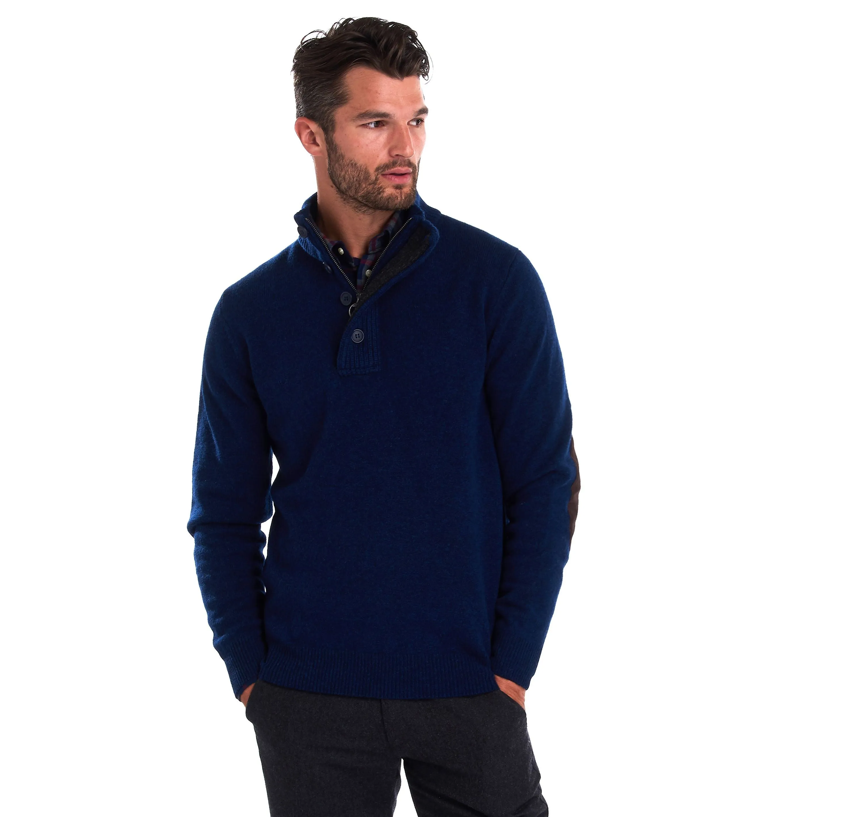 BARBOUR - MAGLIONE MEZZA ZIP CON PATCH BARBOUR