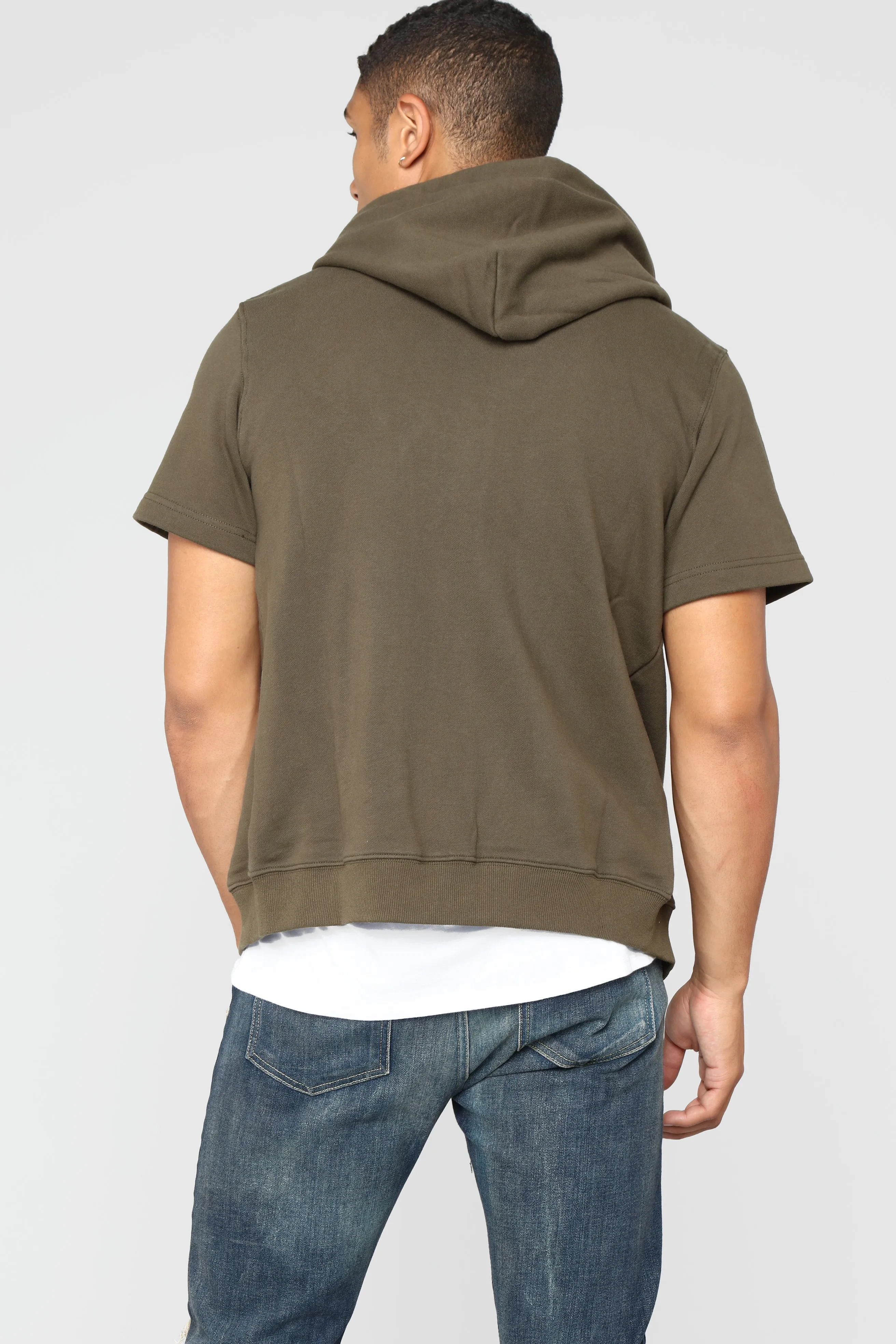 Barry Short Sleeve Hoodie - Olive