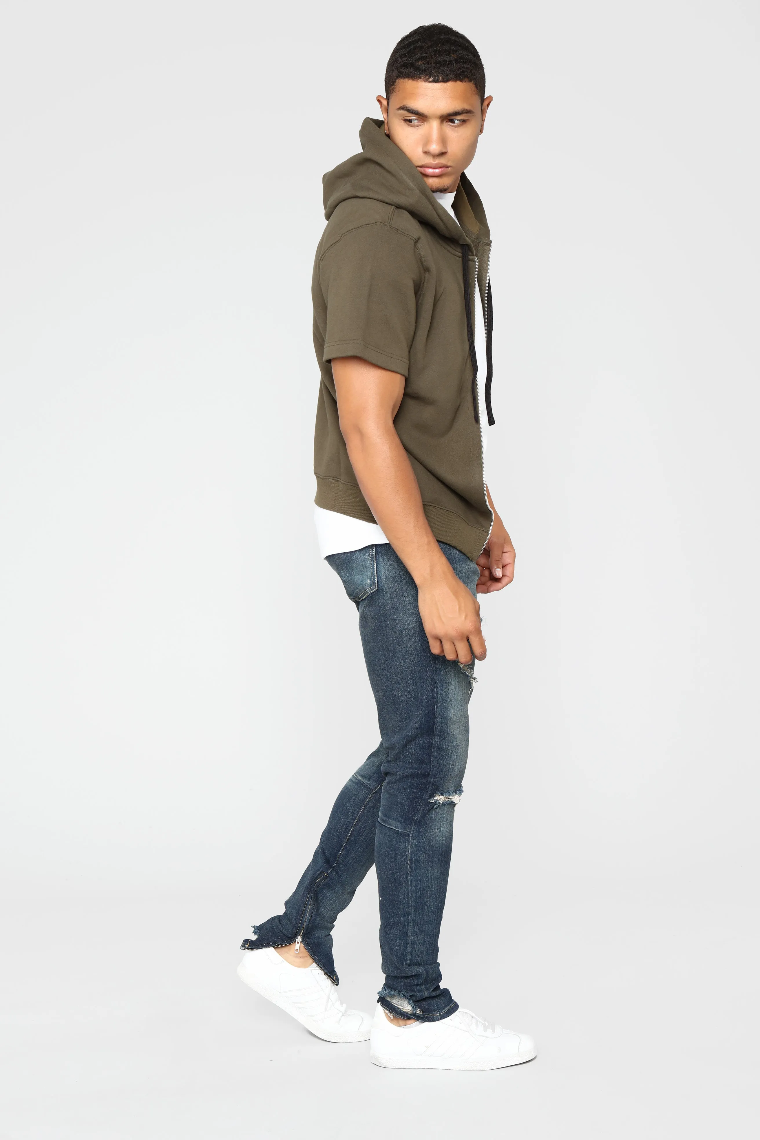 Barry Short Sleeve Hoodie - Olive