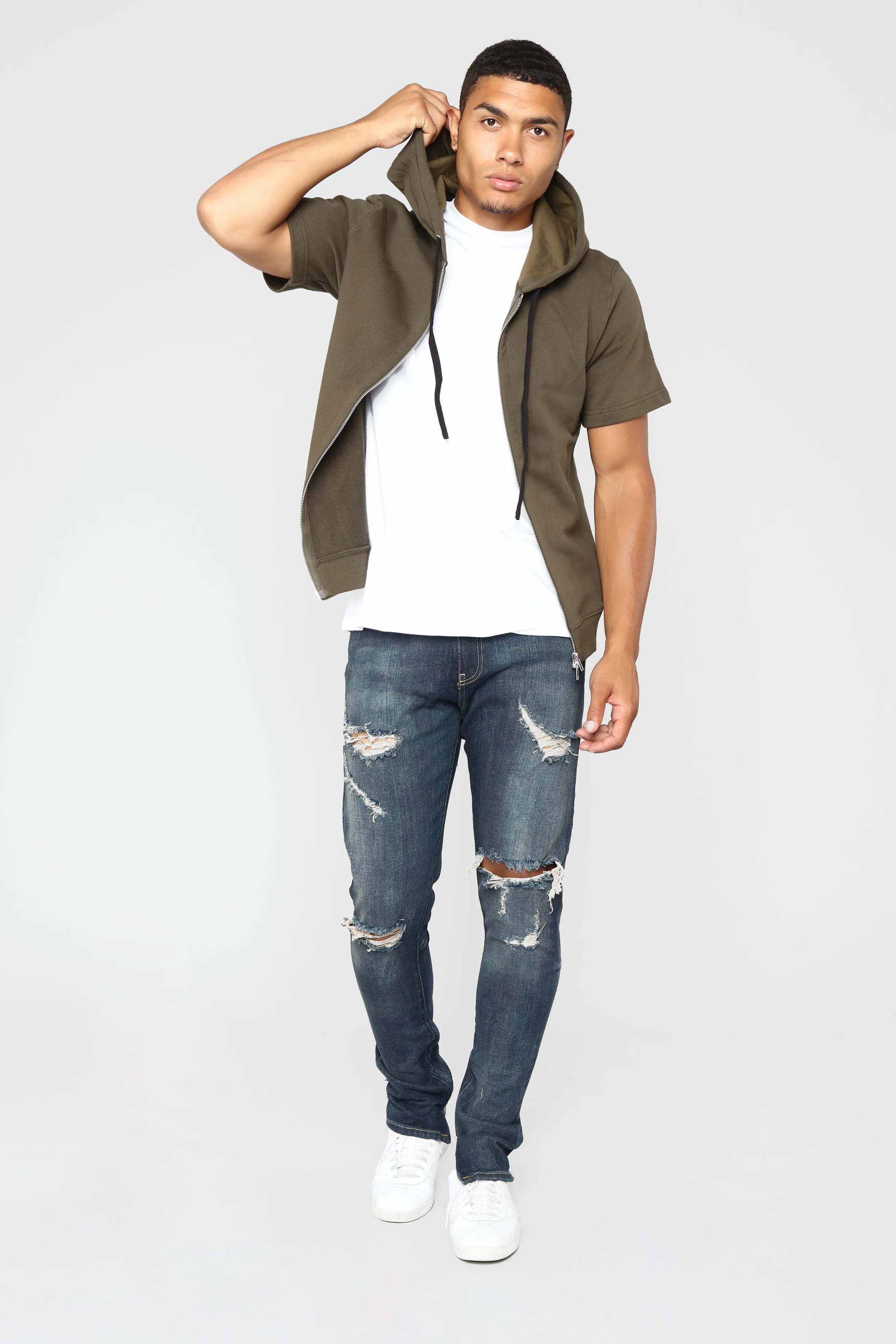 Barry Short Sleeve Hoodie - Olive