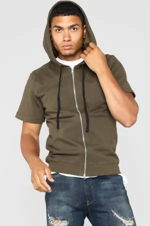 Barry Short Sleeve Hoodie - Olive