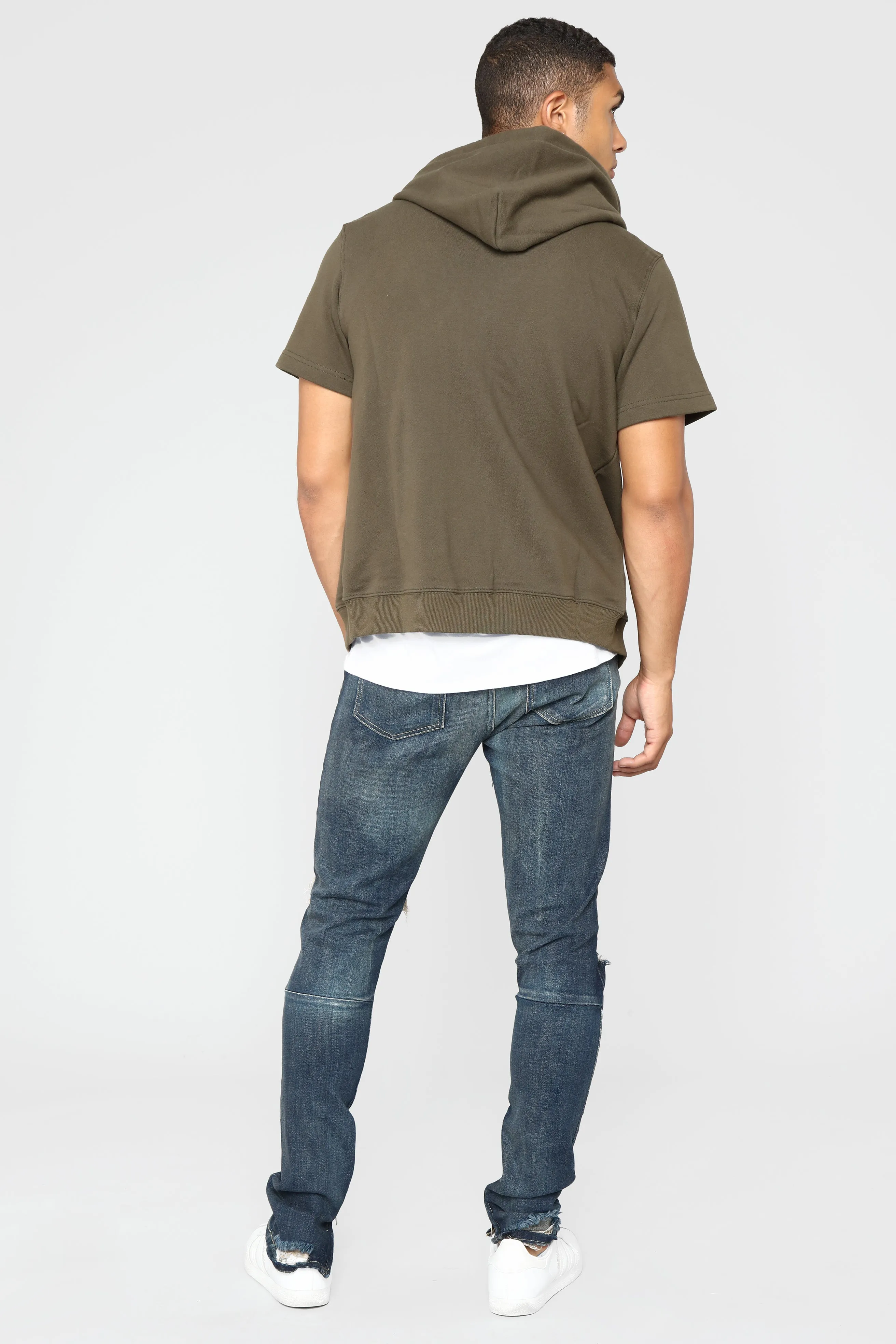 Barry Short Sleeve Hoodie - Olive