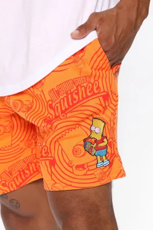 Bart Simpson Spiral Shorts - Orange