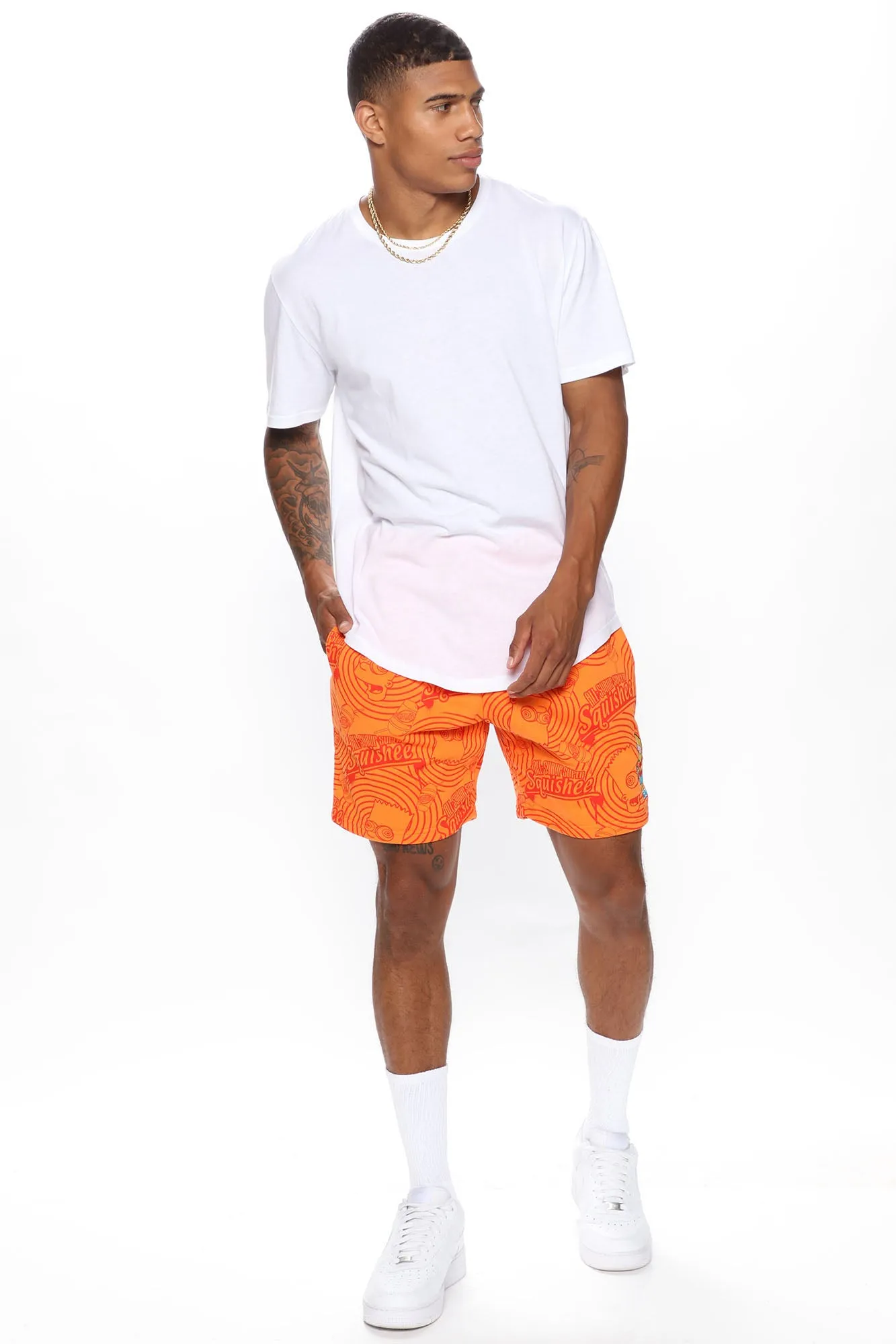 Bart Simpson Spiral Shorts - Orange