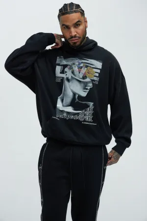 Bay Tyson Vintage Graphic Oversized Hoodie - Black Wash