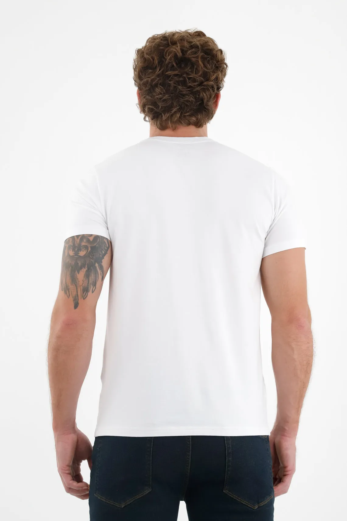 Camiseta blanca con raqueta para hombre