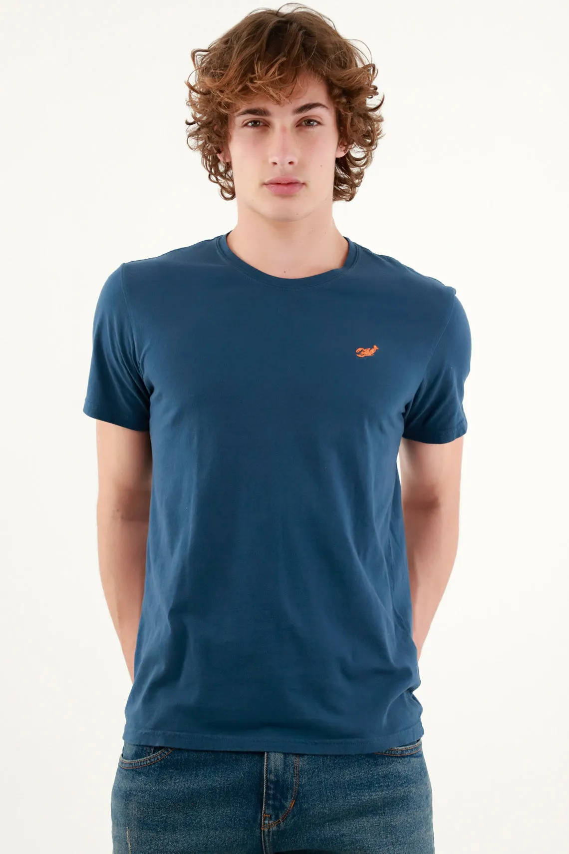 Camiseta básica azul para hombre