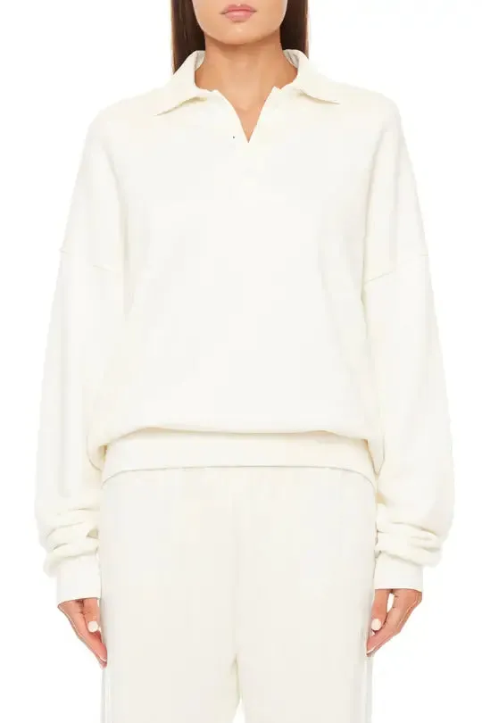 Eterne - Oversized Polo Sweatshirt in Cream