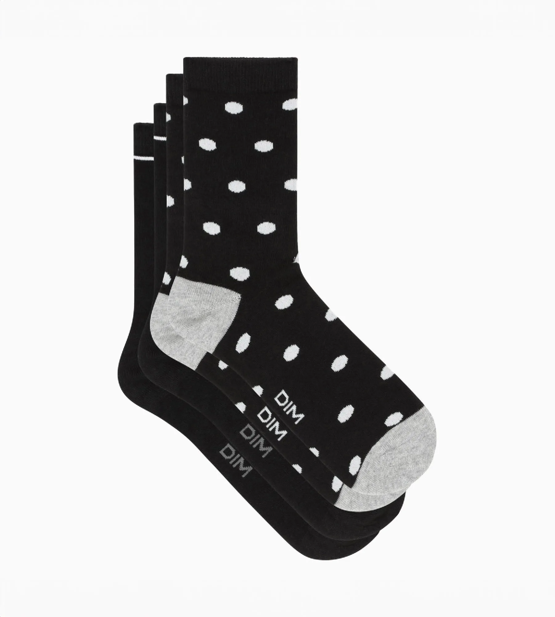 Lot de 2 paires de chaussettes femme Noir à gros pois Dim Coton Style