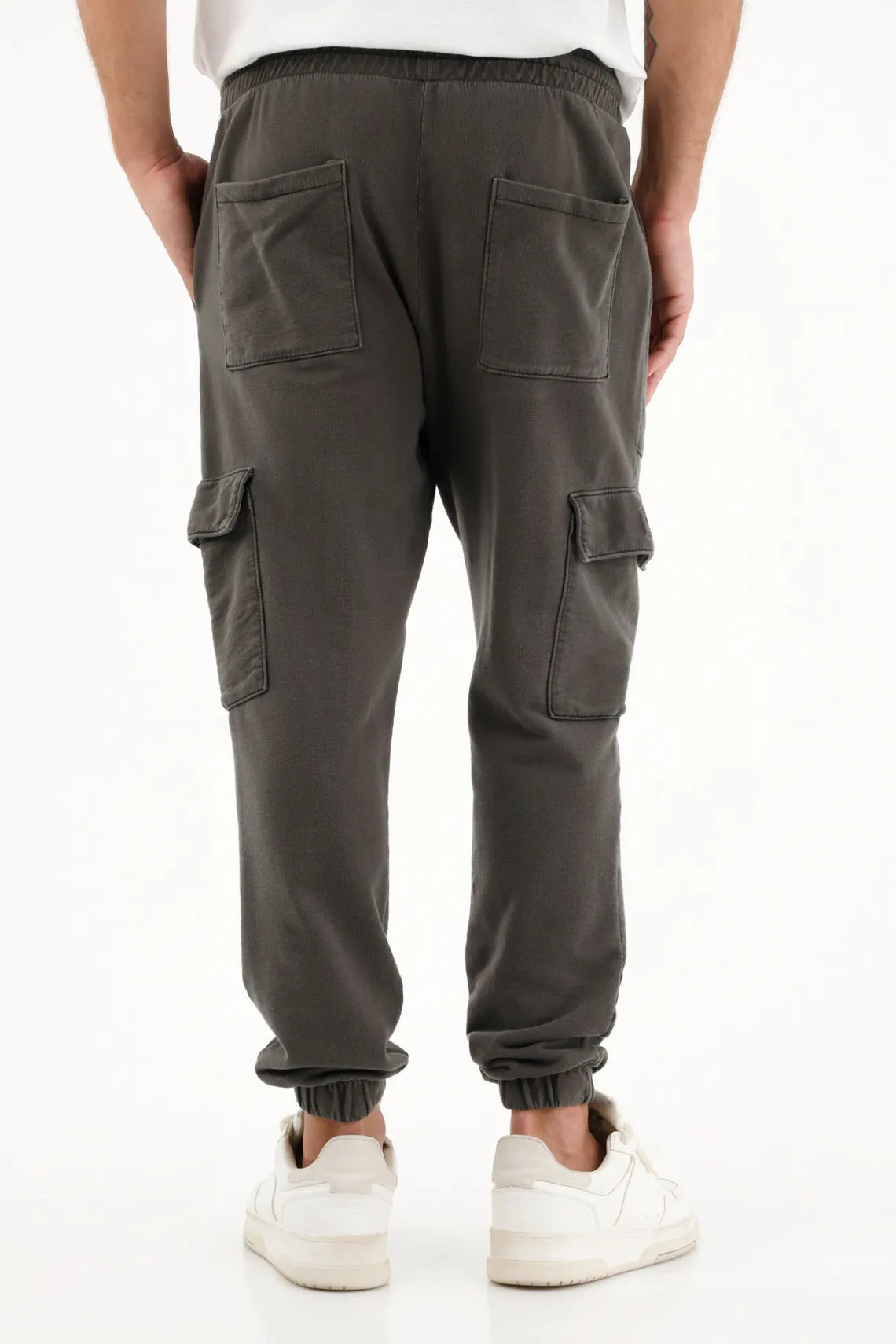 Pantalón tipo cargo gris en algodón 100% para hombre 