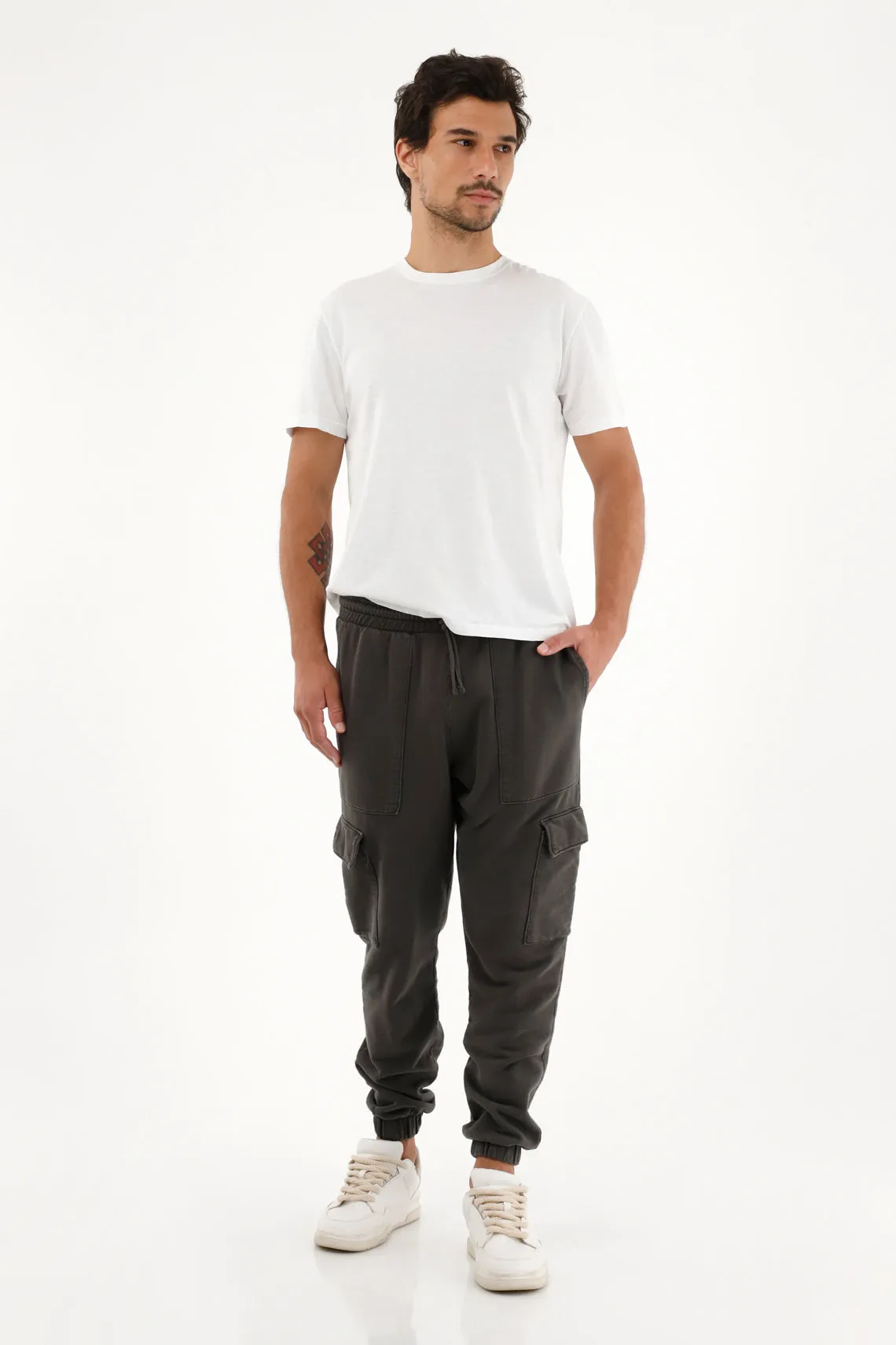 Pantalón tipo cargo gris en algodón 100% para hombre 