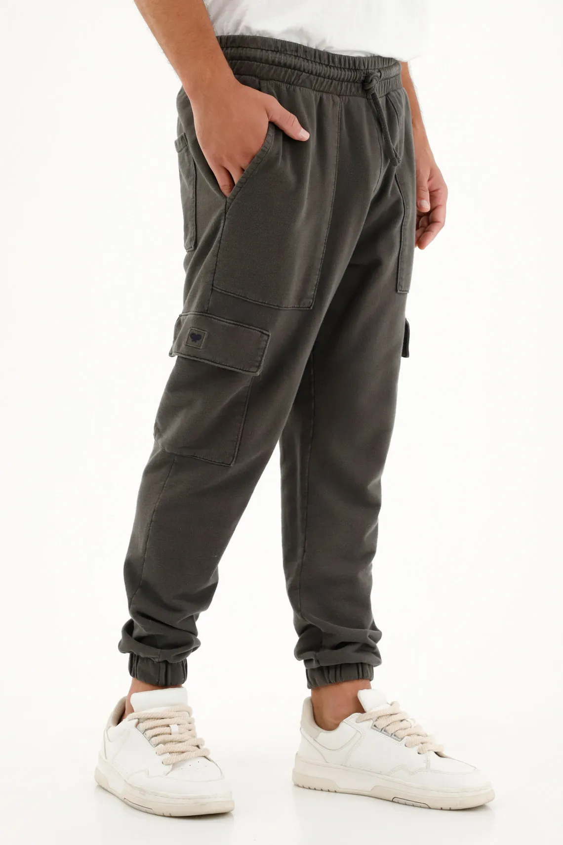 Pantalón tipo cargo gris en algodón 100% para hombre 