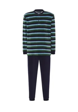 Pijama Hombre Invierno Terciopelo Rayas - Verde 5730_40