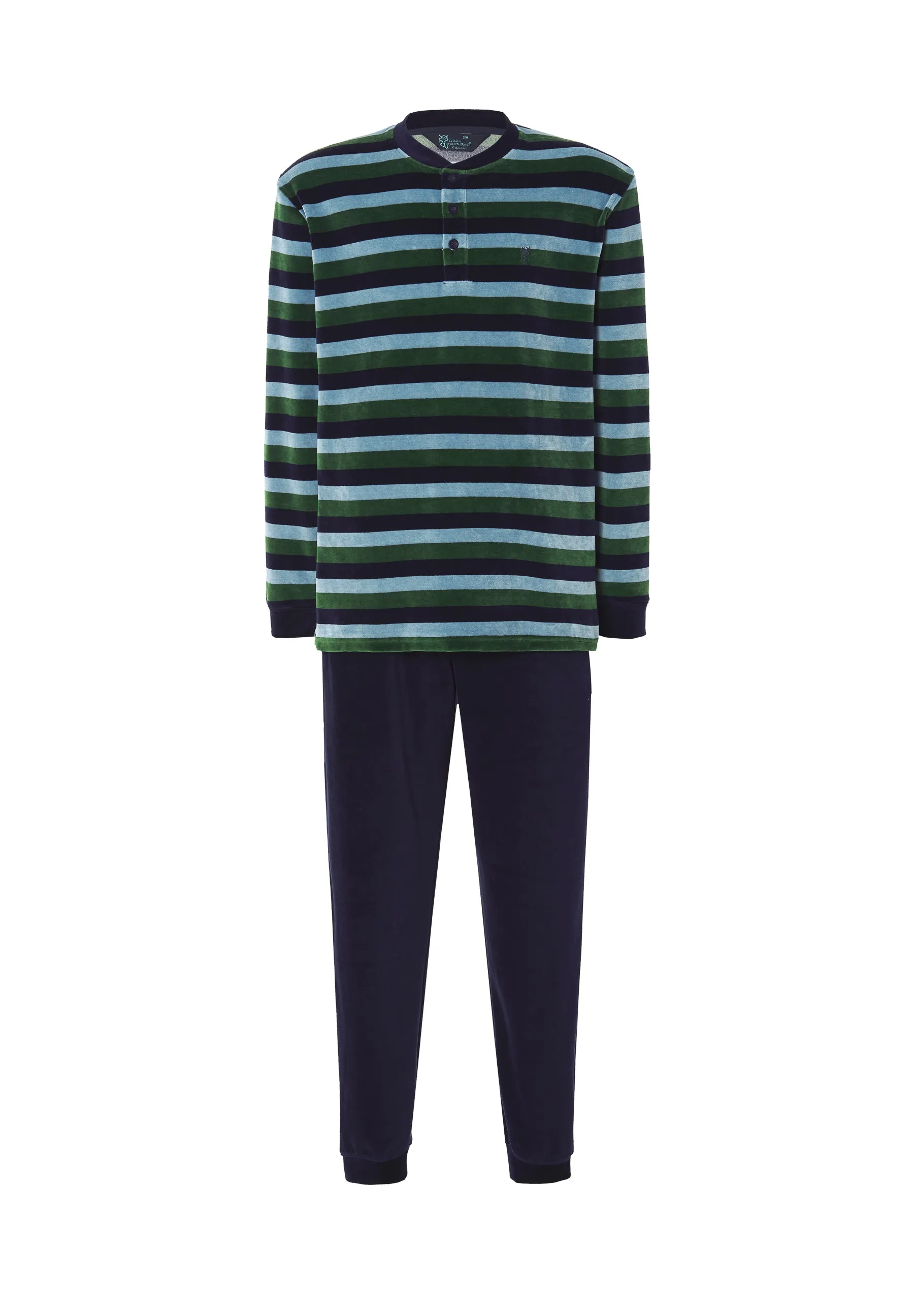 Pijama Hombre Invierno Terciopelo Rayas - Verde 5730_40