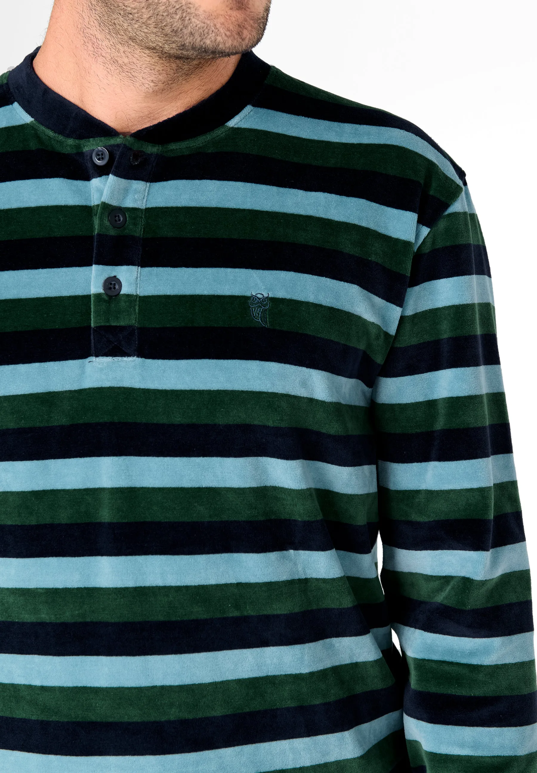 Pijama Hombre Invierno Terciopelo Rayas - Verde 5730_40