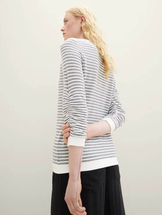 TOM TAILOR - Striped Jacquard Sweatshirt - 1039980